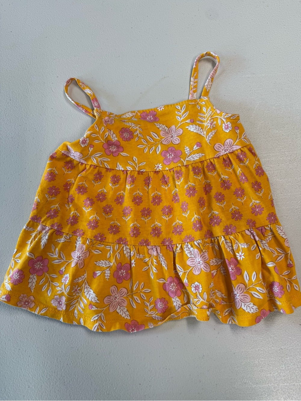 Carter's orange/yellow Floral Tiered Tank Top with Pink Flowers